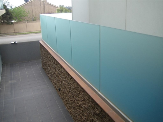 China Acid Etched Tempered Glass Fence , Tempered Glass Railings For Decks supplier