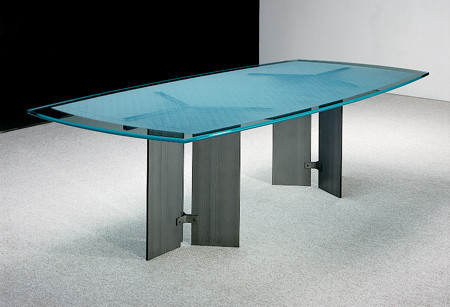China Safety Blue Desk Cover Glass , Tempered Glass For Coffee Table Top supplier