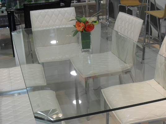 China Rectangle Glass Top Table Desk , Thick Glass Table Transparent supplier