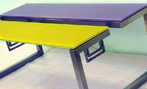 China Color Painted Cover Glass Table Top , Rectagle Glass Table Top supplier