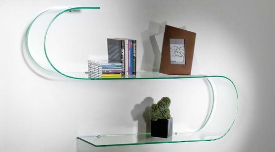China Highly Adaptable Tempered Curved Glass Shelves , Store Glass Shelves supplier