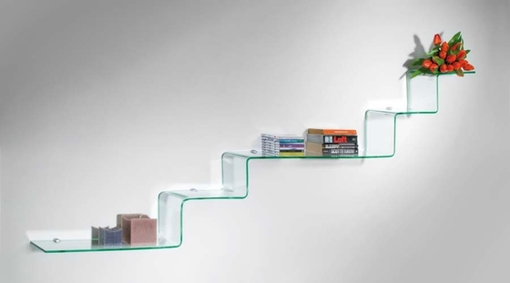 China Curved Decorating Glass Shelves For Book Shelf 8 Mm Durable supplier